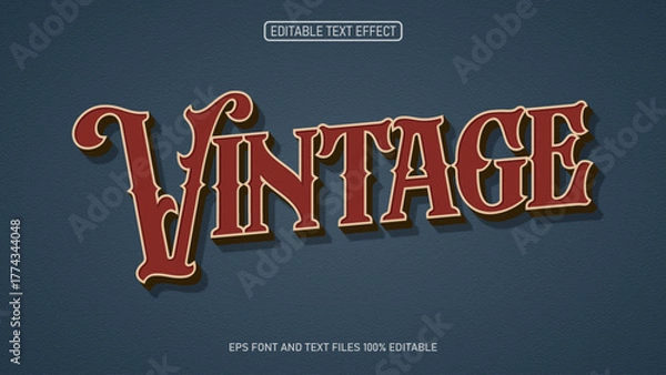 Fototapeta Vintage 3d text style editable text effect