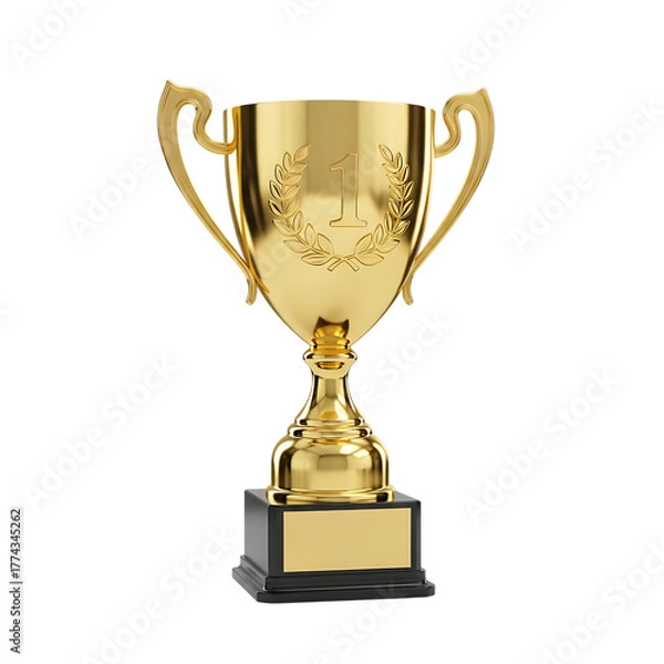 Obraz Golden first place trophy gleams symbolizing achievement, victory, and top performance in any competition.