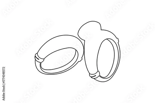 Fototapeta Simple continuous line drawing of diamond engagement ring for wedding concept