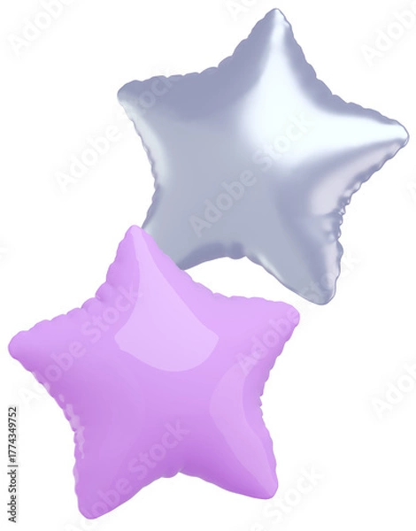 Fototapeta 3D画像_星型の風船_紫