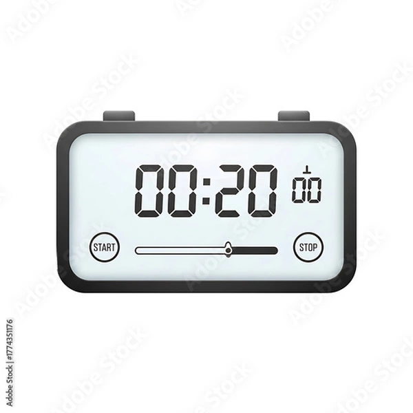 Fototapeta A digital countdown timer displays the time with start and stop buttons, and a progress bar with a dark background