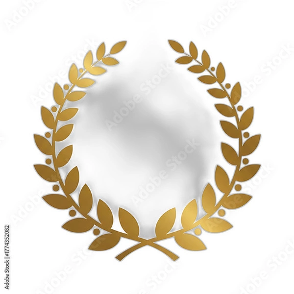 Fototapeta A golden, circular, leafy crown, slightly shadowed in the center, set against a solid black backdrop. It's a classic symbol