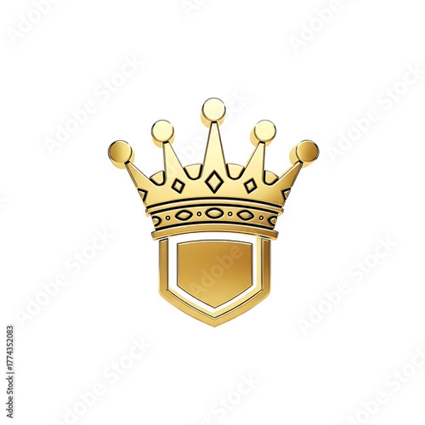Fototapeta A golden crown atop a shield emblem, rendering a royal visual. The design has ornate details against a stark black background