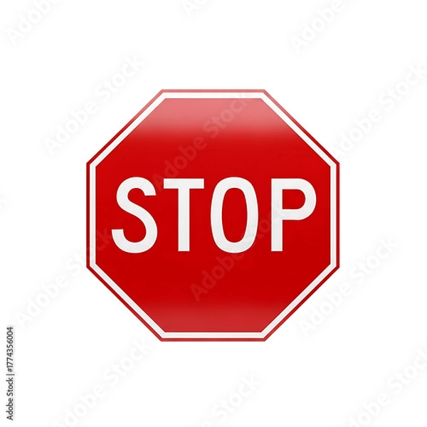 Fototapeta A red, octagonal sign featuring the word "STOP" in white text, isolated against a black background