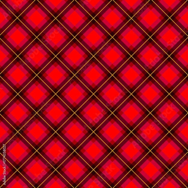 Fototapeta Modern diagonal red and magenta tartan plaid pattern with bold geometric style