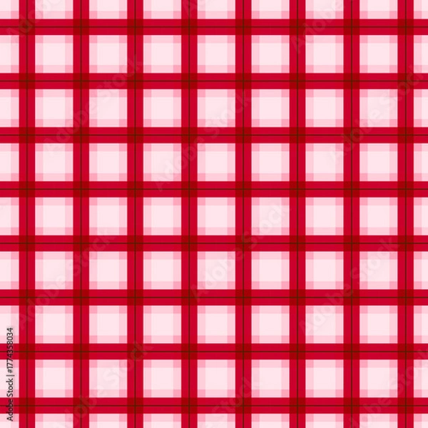 Fototapeta Soft tartan check pattern with red and white intersecting lines on a light background
