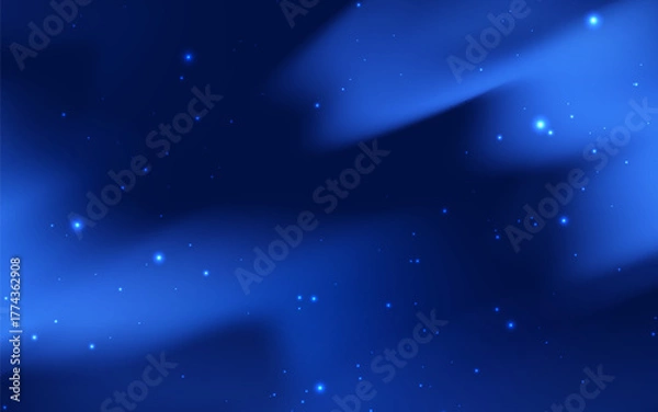 Fototapeta Blue gradient wave and sparkling on dark background.