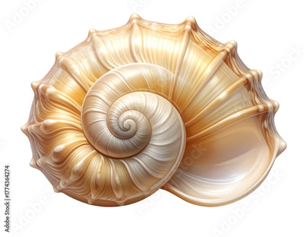 Obraz  Realistic Seashell Isolated on Transparent Background, Ocean Beach Element PNG