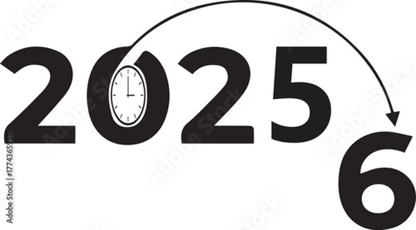 Obraz 2026 Happy New Year Silhouette Vector Template