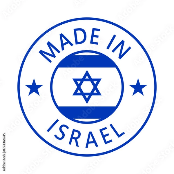 Fototapeta Israel Made in Stamp in circle with flag Vector template on white background