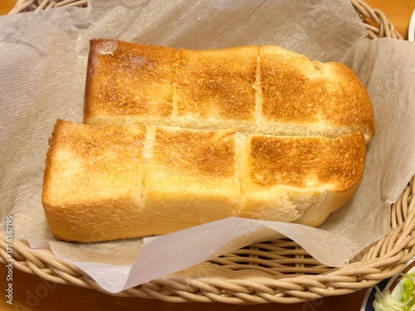 Fototapeta 朝食トーストの山食パン