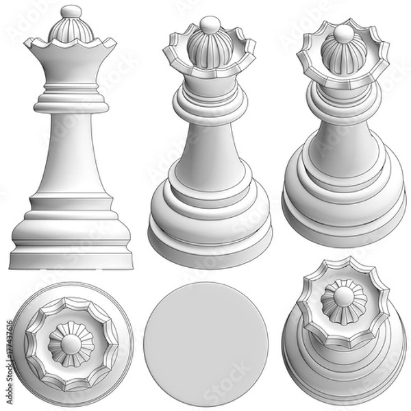 Fototapeta isolated chess piece 3d illustration
