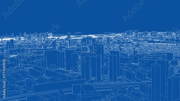 Obraz Urban modern landscape. Vector rendering of 3d
