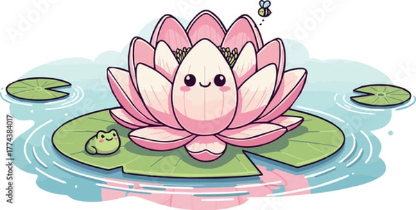 Fototapeta Need lotus illustration vector for cute design element banner.