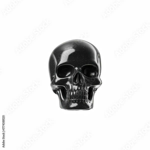Fototapeta realistic black skull isolated on transparent background.