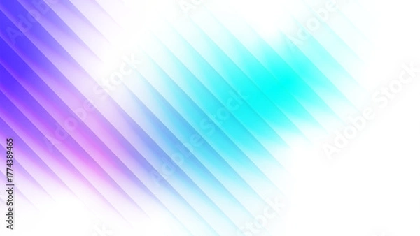 Fototapeta Abstract gradient of blue purple cyan color with refracted strips of glass effect. Trendy ribbed texture isolated on white background. Vector graphic design elements.