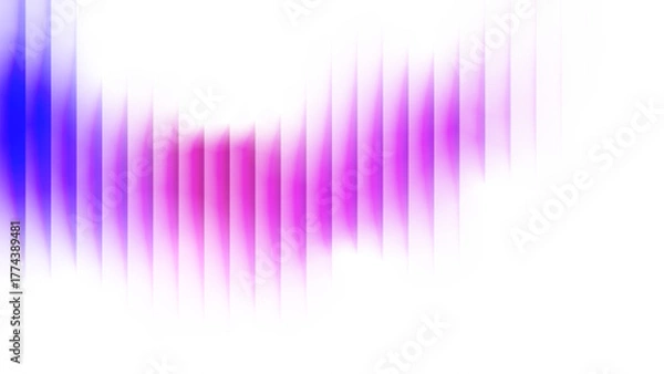 Fototapeta Abstract gradient of purple blue color with refracted strips of glass effect. Trendy ribbed texture isolated on white background. Vector graphic design elements.