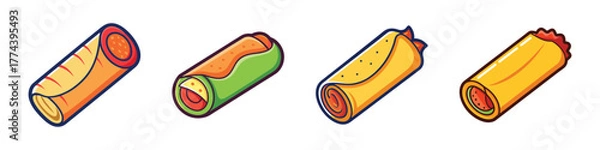 Obraz Four cartoon burritos