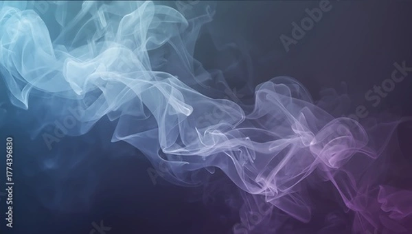 Fototapeta Wisps of colorful smoke swirling against a dark background