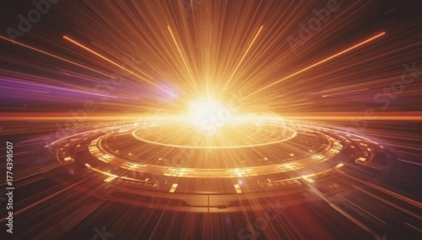 Fototapeta Bright glowing energy source emanating light rays