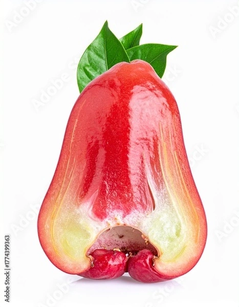 Fototapeta Water Apple Rose Fruit Isolated on White Background for Premium Tropical Food Object