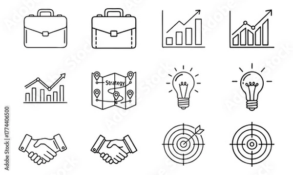 Fototapeta Leadership and Teamwork Line Icons – Business People and Group Success Vector Set