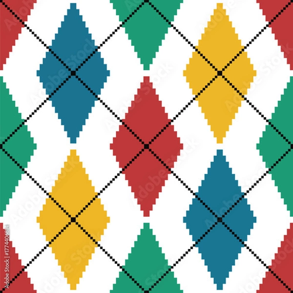 Obraz 8 bit style diamond shapes Christmas Pattern