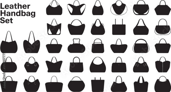 Fototapeta Collection of versatile black leather handbags stylish designs for every occasion set