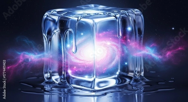 Obraz Ice Cube with Neon Light Effect