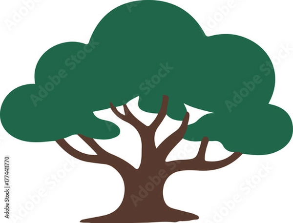 Fototapeta Tree silhouette vector art illustration 