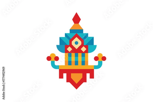 Fototapeta Abstract minimal geometric shapes with gradient colors and soft shadows vector