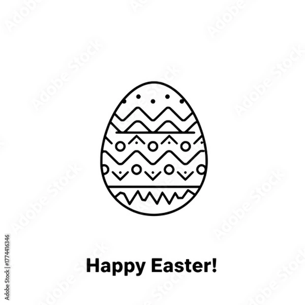 Fototapeta An Easter egg icon with the message "Happy Easter!", representing the concept of Easter celebrations and traditions