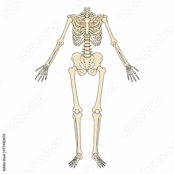 Obraz Detailed Anatomical Illustration of a Human Skeleton Bone Structure Chart