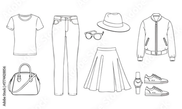 Fototapeta Fashion Accessories Line Icons