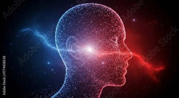 Fototapeta human head with binary code