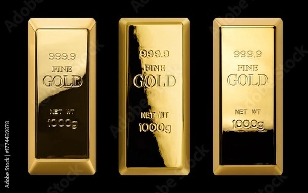 Obraz Gold bar isolated on black background. Financial concept.