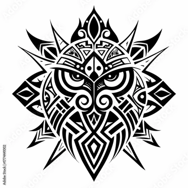 Fototapeta Tribal patterns vector clean black silhouette design white background
