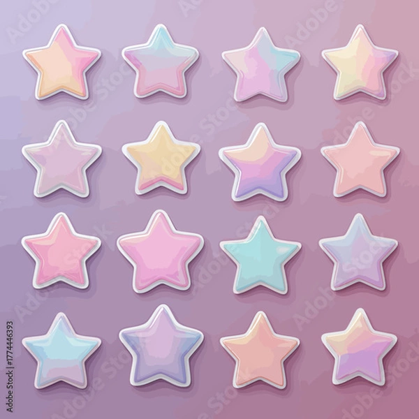 Obraz Pastel colour stars set setting in pattern.