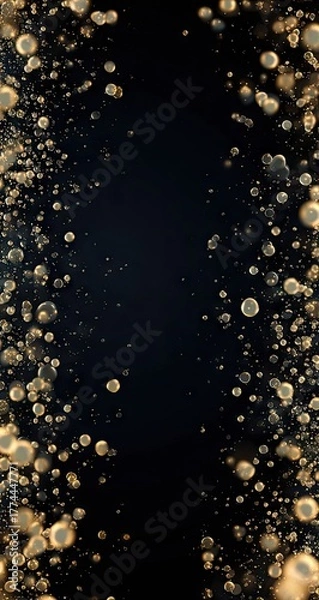 Fototapeta Abstract Black Background with Golden Bubbles.