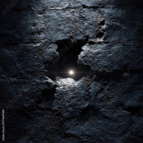 Obraz Dark Stone Wall with a Light Source.