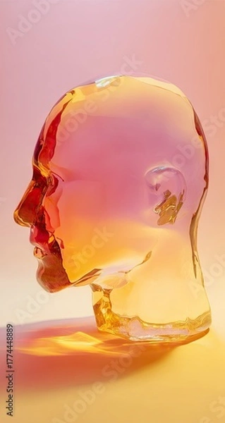Obraz Translucent Head Sculpture in Soft Hues.