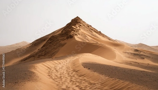 Obraz Golden Sand Dune Mountain Peak in Desert Landscape.