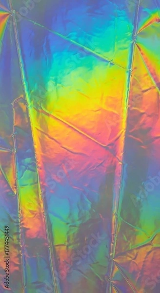 Obraz Vibrant Holographic Foil Texture with Rainbow Light Reflections.