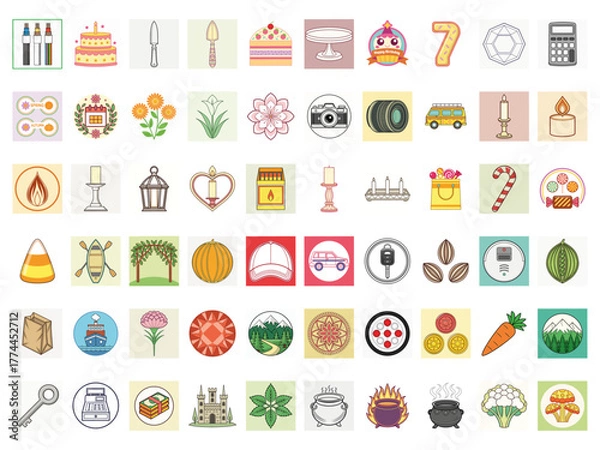 Obraz Delicious Food & Celebrations Clip Art Bundle | High-Quality Graphics for Holidays and Parties