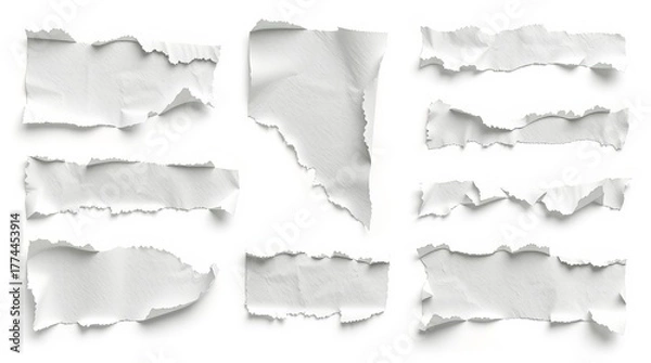 Fototapeta ripped element set of torn paper edges isolated with clipping path on background. torn paper texture, ripped of paper designs set  