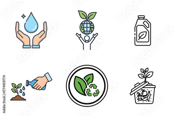 Fototapeta Environmental Protection, Recycling, and Sustainability Eco-Friendly Vector Icons Set
