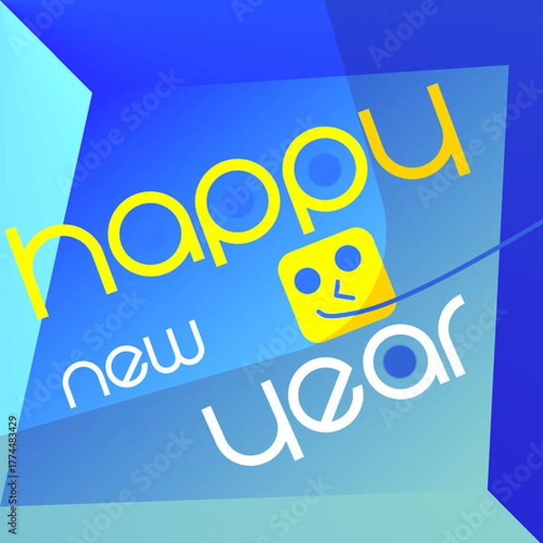 Fototapeta Happy New Year Text Design – Festive Greeting Card Graphic Background