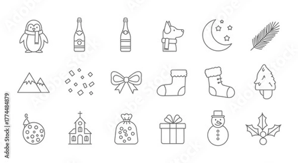 Obraz Festive Holiday Icons A Collection of Christmas and Winter Symbols