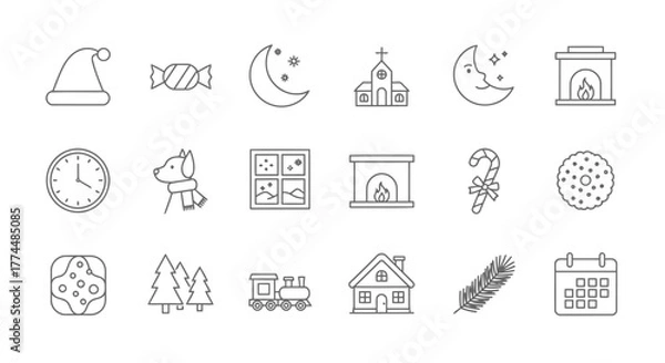 Obraz Festive Winter Icons A Collection of Holiday Symbols for Design Projects