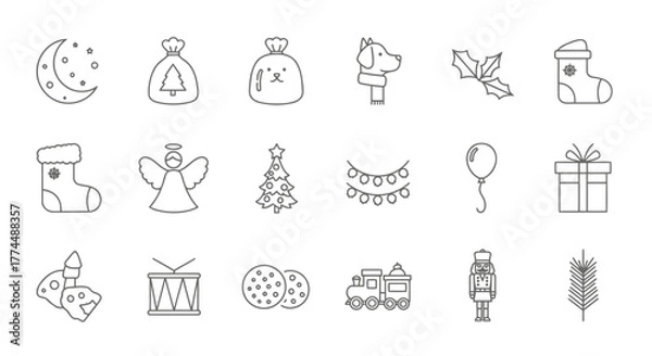 Obraz Festive Icons A charming vector collection for Christmas projects and seasonal designs
